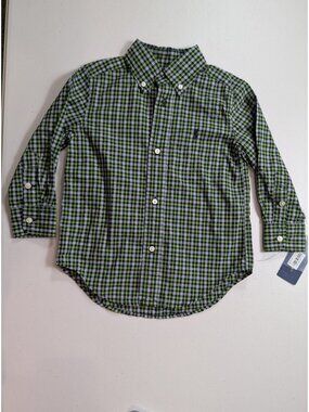 Ralph Lauren polo button down shirt green/black pattern toddler boy's size 2T